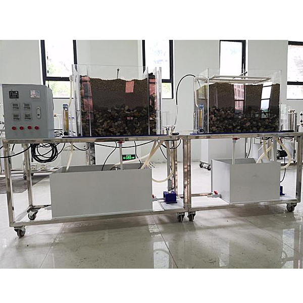 復(fù)合人工濕地演示實(shí)驗(yàn)裝置(圖1) 復(fù)合人工濕地演示實(shí)驗(yàn)裝置,電腦工程繪圖實(shí)驗(yàn)臺(tái)